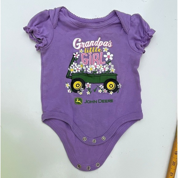 John Deere Other - John Deere Girls Purple Bodysuit 6-9M Tractor Floral Snap Cotton